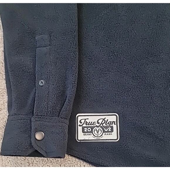 True Religion Lurex Black Polar Fleece Shacket Jacket for Men Size M - Picture 3 of 8